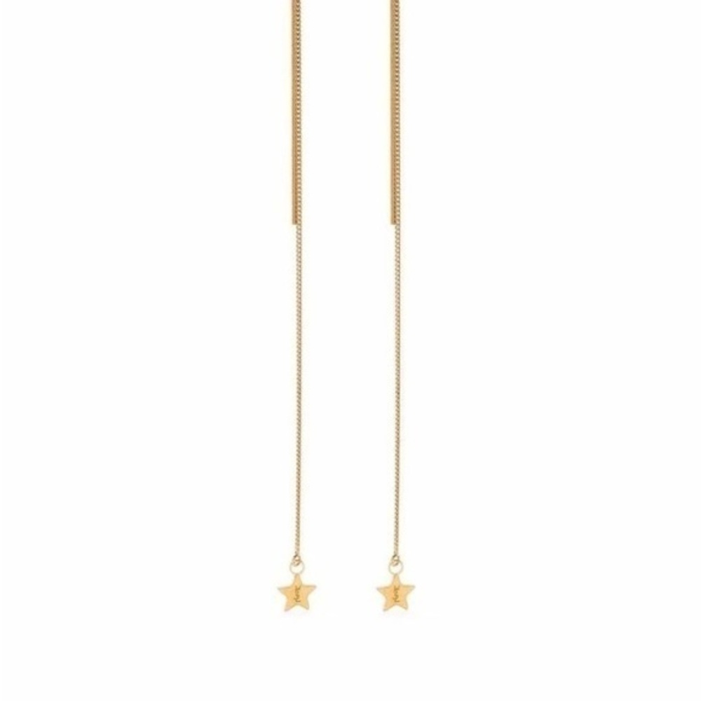 Ysl Long chain star earrings in metal gold